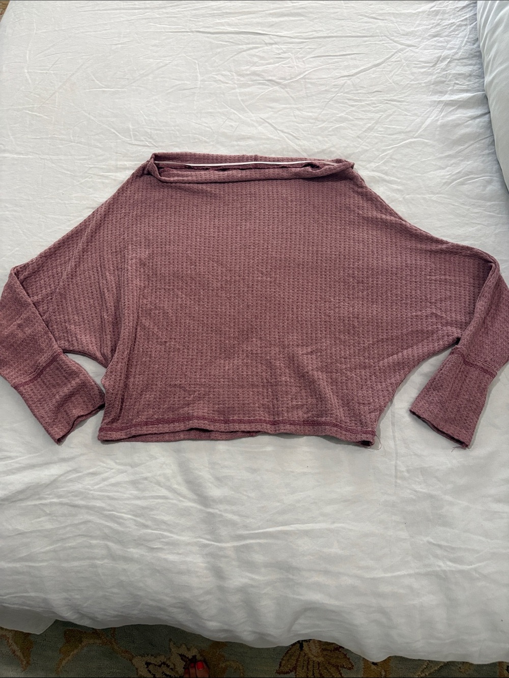 Hayden Dusty Rose Off-the-Shoulder Waffle Knit Sweater
